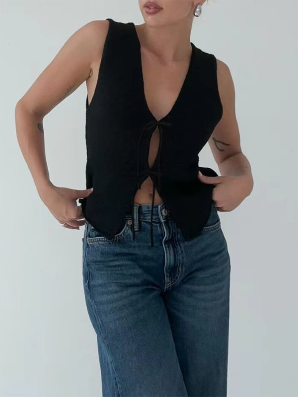 Nouveau gilet en laine à cordes sexy, tendance et confortable 