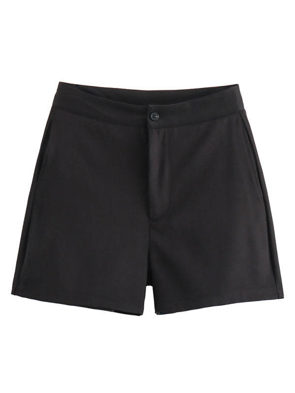 Damen-Freizeitanzug: Neue, einreihige, schmal geschnittene Weste mit V-Ausschnitt und Shorts 