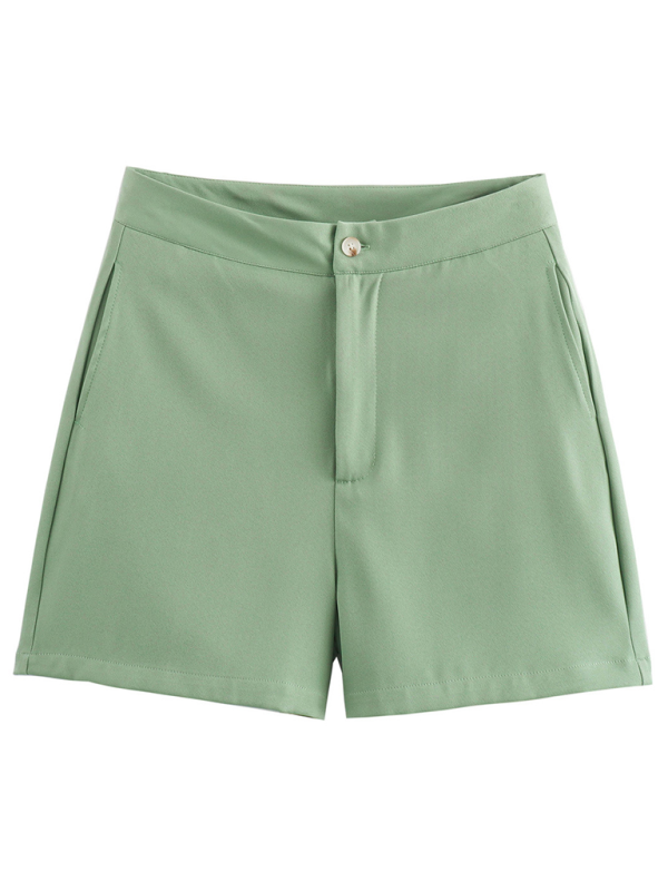 Damen-Freizeitanzug: Neue, einreihige, schmal geschnittene Weste mit V-Ausschnitt und Shorts 