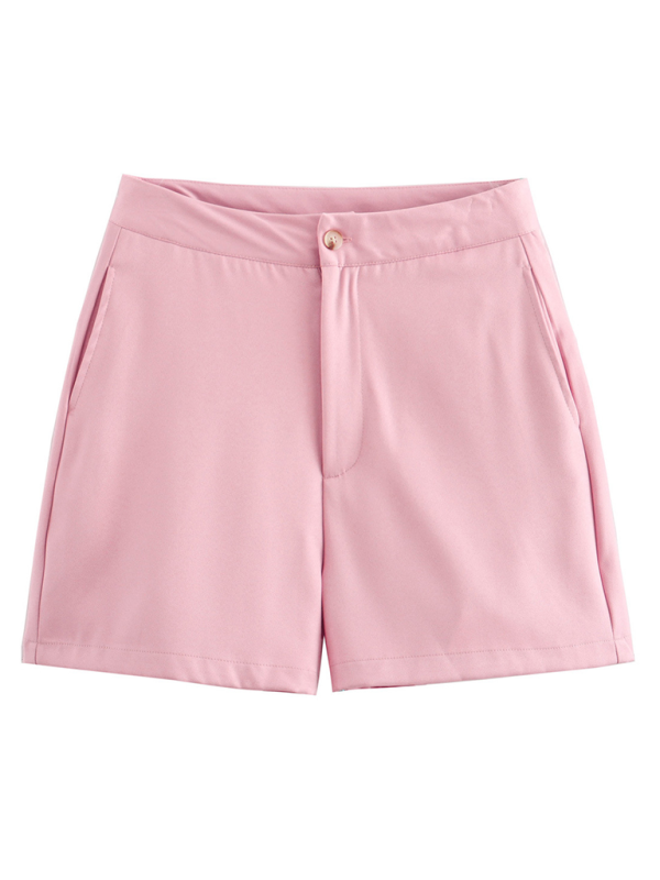 Damen-Freizeitanzug: Neue, einreihige, schmal geschnittene Weste mit V-Ausschnitt und Shorts 