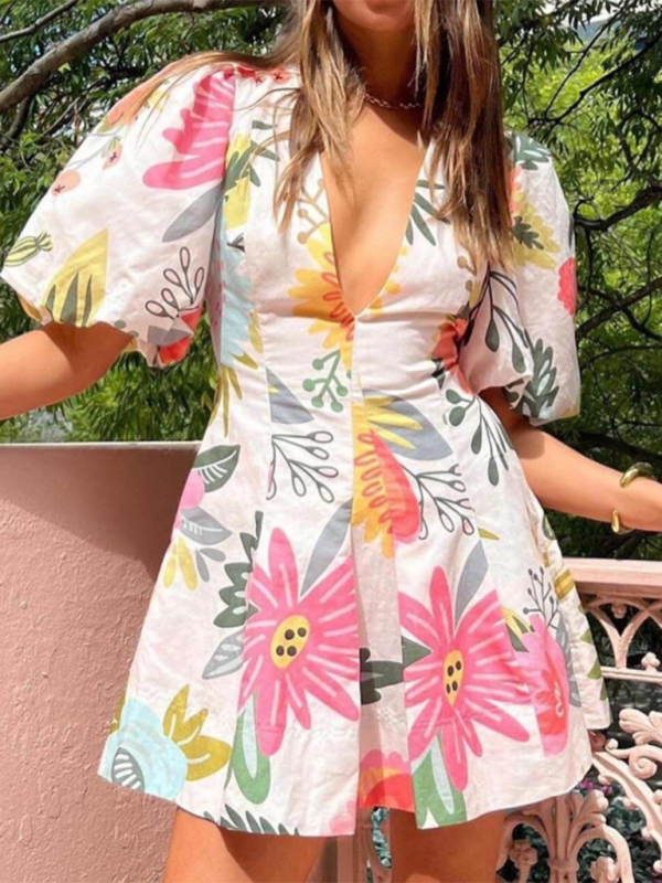 Damenmode bedrucktes Taschenkleid 