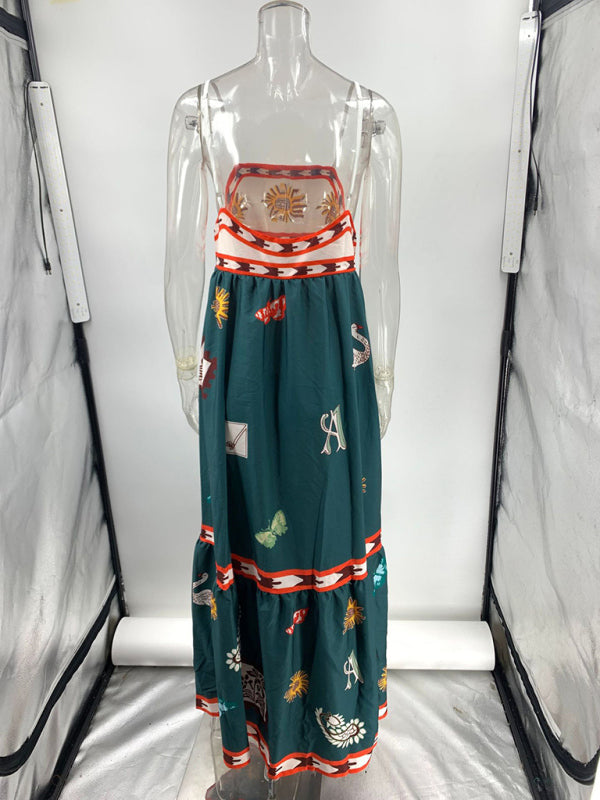 Neues modisches, sexy, bedrucktes Swingkleid mit Trägern 