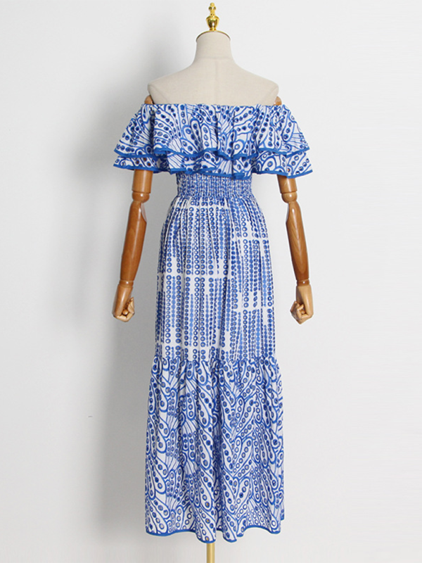 Nouvelle robe longue pour femme à une épaule, brodée d'un motif de feuille de lotus à double épaisseur. 