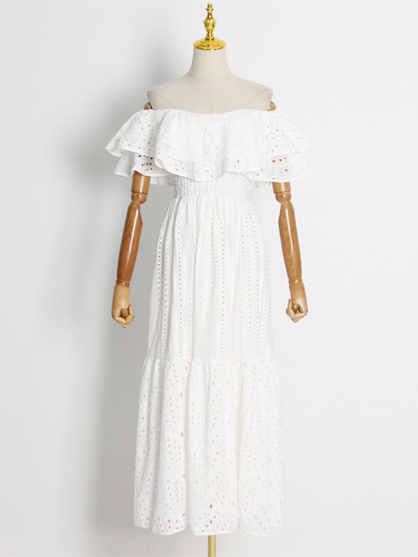 Nouvelle robe longue pour femme à une épaule, brodée d'un motif de feuille de lotus à double épaisseur. 