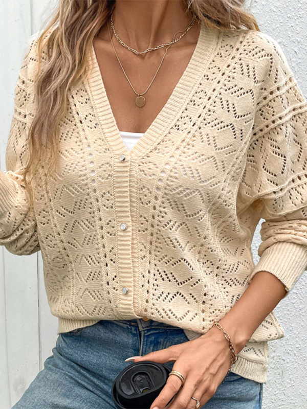 Neue schlichte, dünne, kurze, lässige Strickjacke aus Wolle 