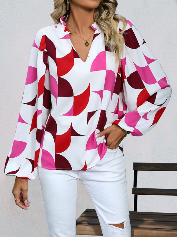 Chemise à manches longues à imprimé géométrique neuf 