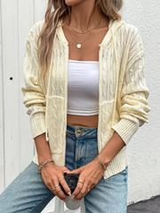 Nouveau cardigan simple à capuche torsadée, couleur unie 