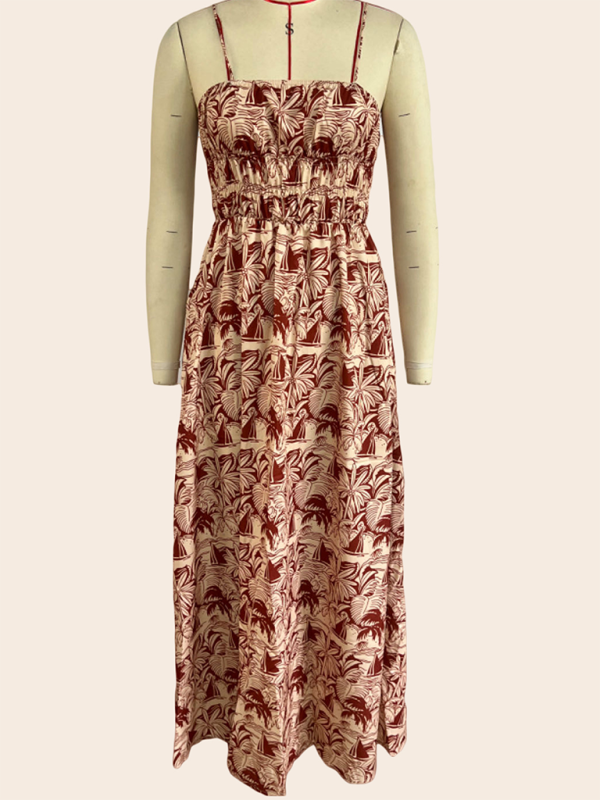 Robe à bretelles imprimée décontractée pour femme 