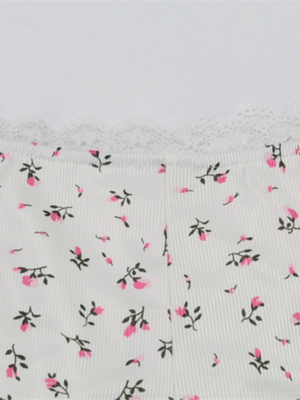 Ensemble deux pièces cardigan et short en dentelle florale décontractée 