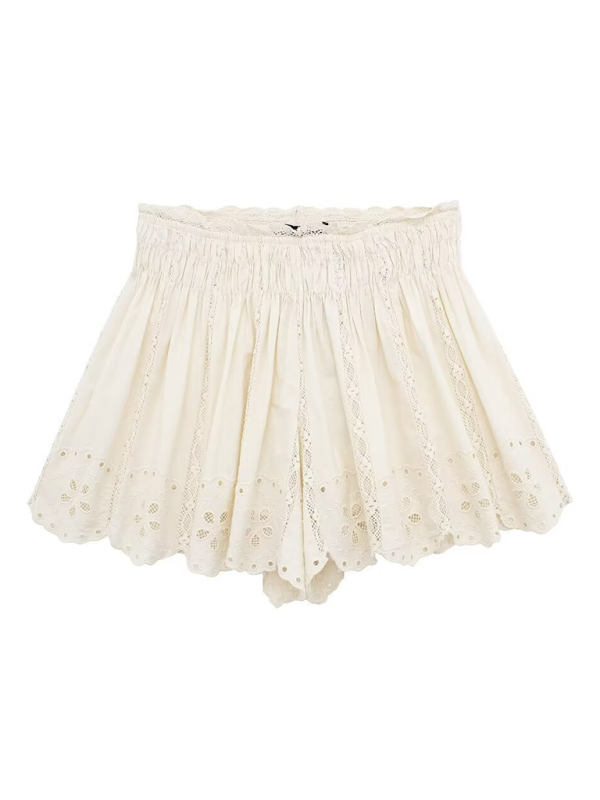 short beige brodé pour femme 