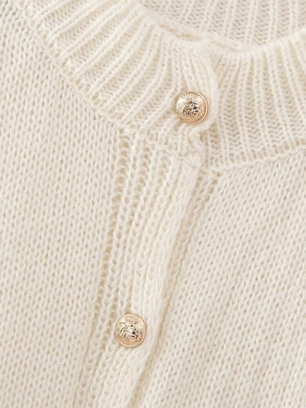 Gilet cardigan à boutons métalliques pour femme 