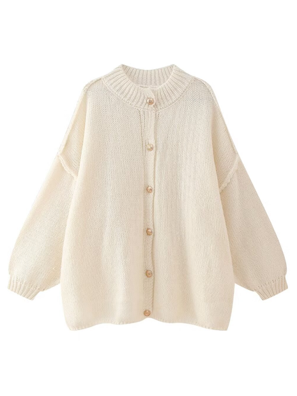 Gilet cardigan à boutons métalliques pour femme 