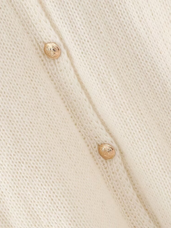 Gilet cardigan à boutons métalliques pour femme 