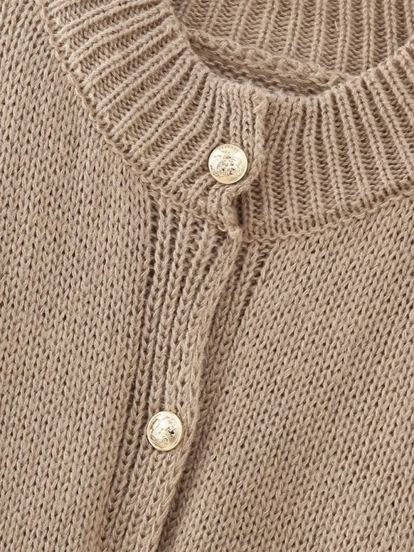 Gilet cardigan à boutons métalliques pour femme 