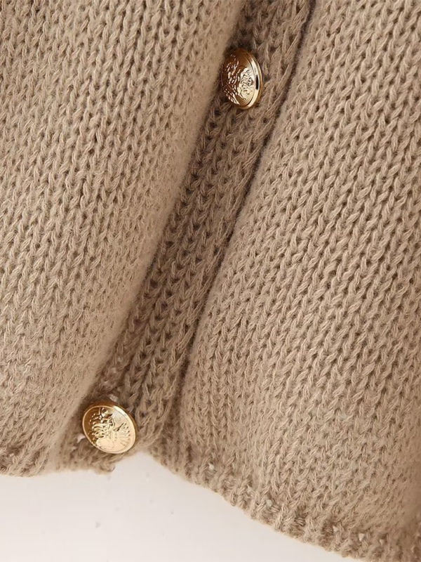 Gilet cardigan à boutons métalliques pour femme 