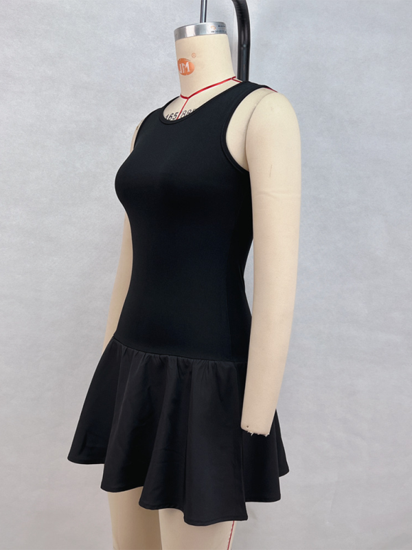 Neues einfarbiges ärmelloses Damenkleid 
