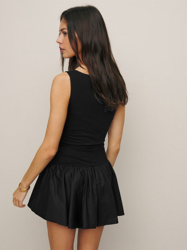 Neues einfarbiges ärmelloses Damenkleid 