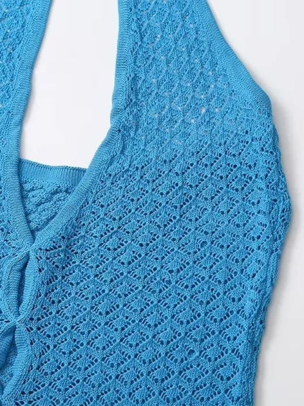 Strickkleid mit Neckholder und V-Ausschnitt für Damen 
