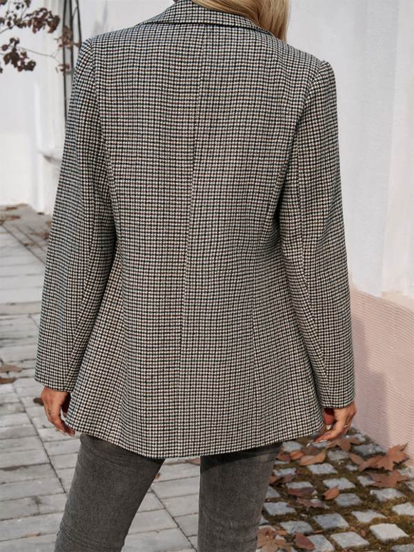 Blazer à revers boutonné à couleur contrastée pour femme 