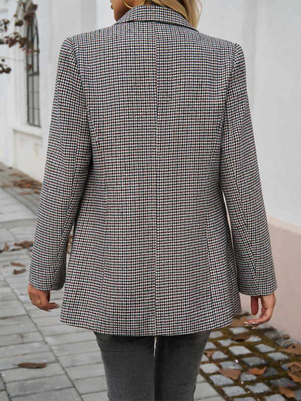 Blazer à revers boutonné à couleur contrastée pour femme 