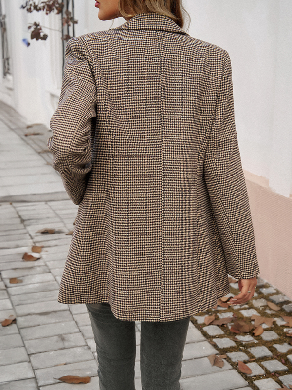 Blazer à revers boutonné à couleur contrastée pour femme 