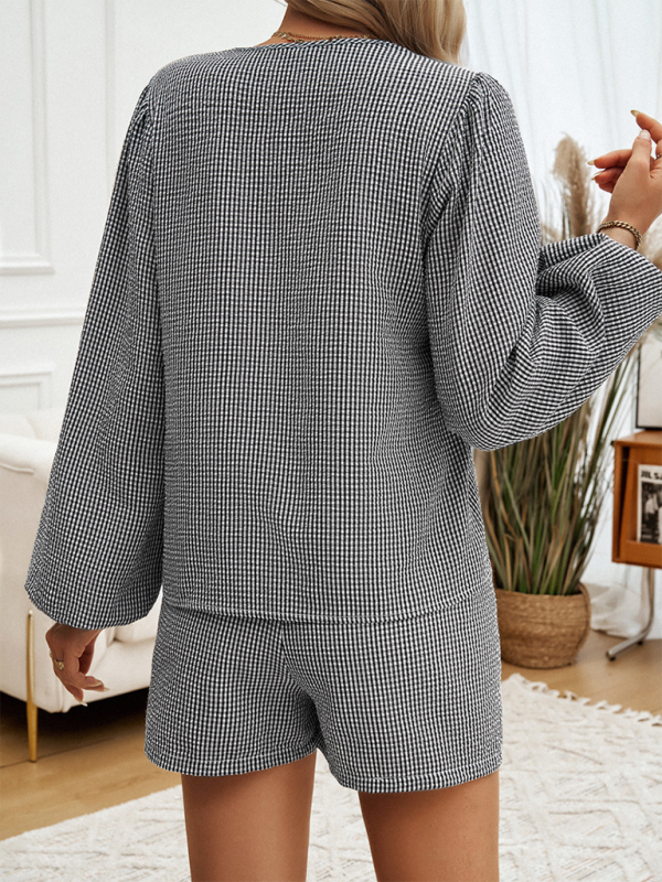 Ensemble cardigan décontracté à lacets et short à manches longues 