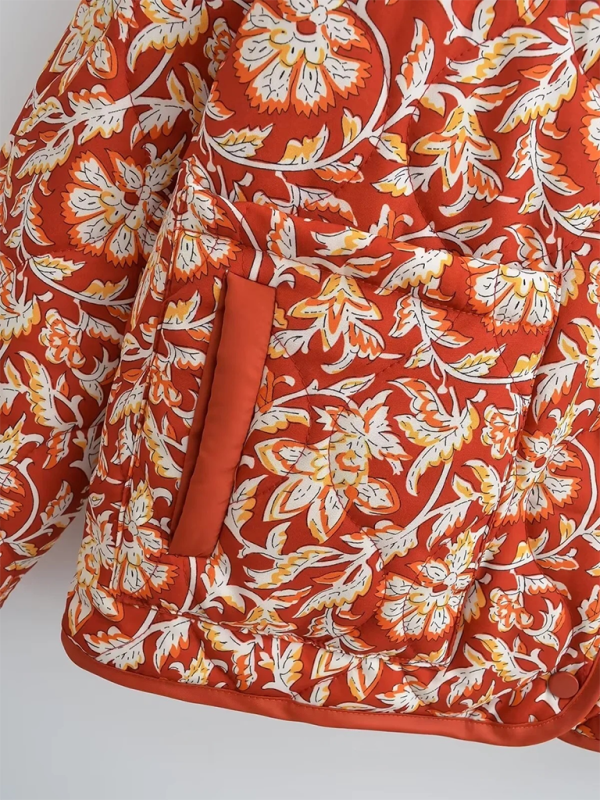 Lässige Baumwolljacke mit kontrastfarbenem Retro-Print 