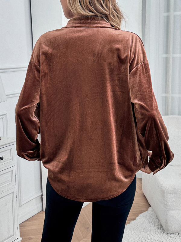 Gilet en velours à manches longues et revers 