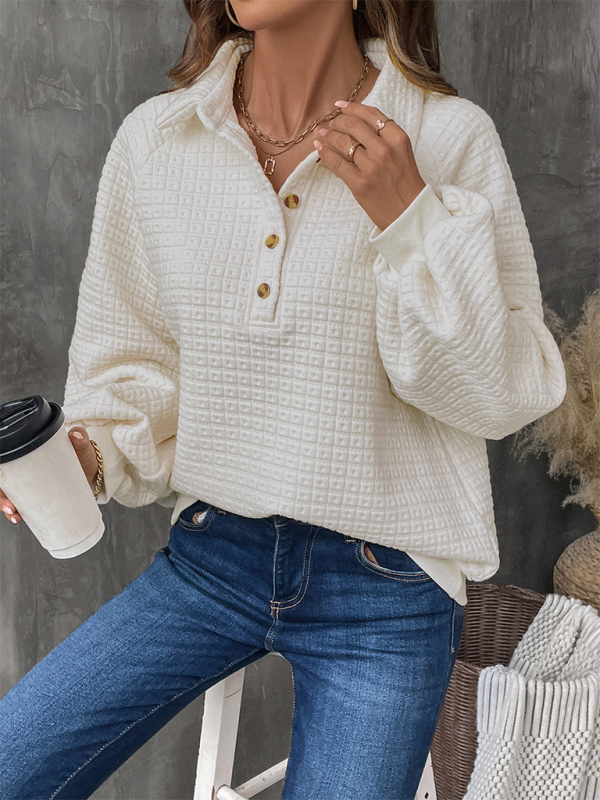 Locker geschnittener, einfarbiger, strukturierter Freizeitpullover, der zu vielen Outfits passt 