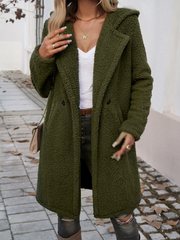 Manteau ample et décontracté à capuche en peluche pour femmes 