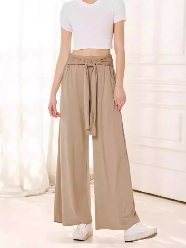 Solid color drapey wide-leg pants, casual and versatile, soft and comfortable yoga pants