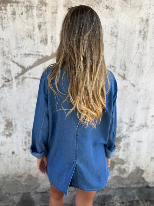 veste en jean décontractée à revers amples 