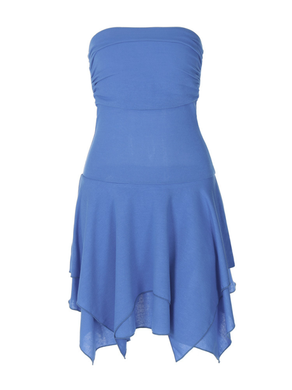 Sexy Tube-Top, einfarbiges, unregelmäßiges Kleid 