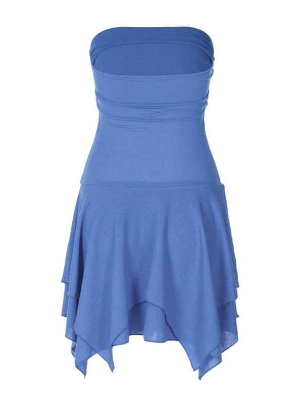 Sexy Tube-Top, einfarbiges, unregelmäßiges Kleid 