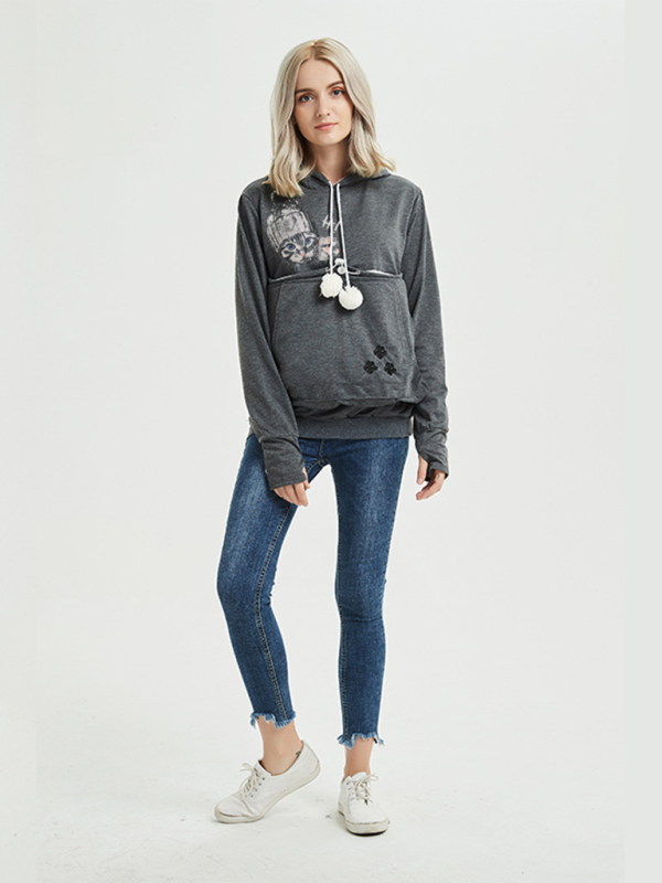 Neu eingetroffen: Kapuzenpullover mit großer Tasche, lässiger Sternen-Look 