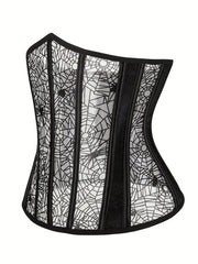 Ceinture gainante Halloween en forme d'arête de poisson, imprimée araignée, avec motif floqué. 