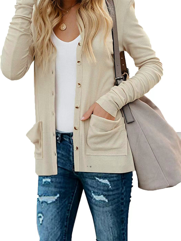 Gilet cardigan à manches longues en maille ample boutonnée pour femme 