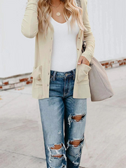 Gilet cardigan à manches longues en maille ample boutonnée pour femme 