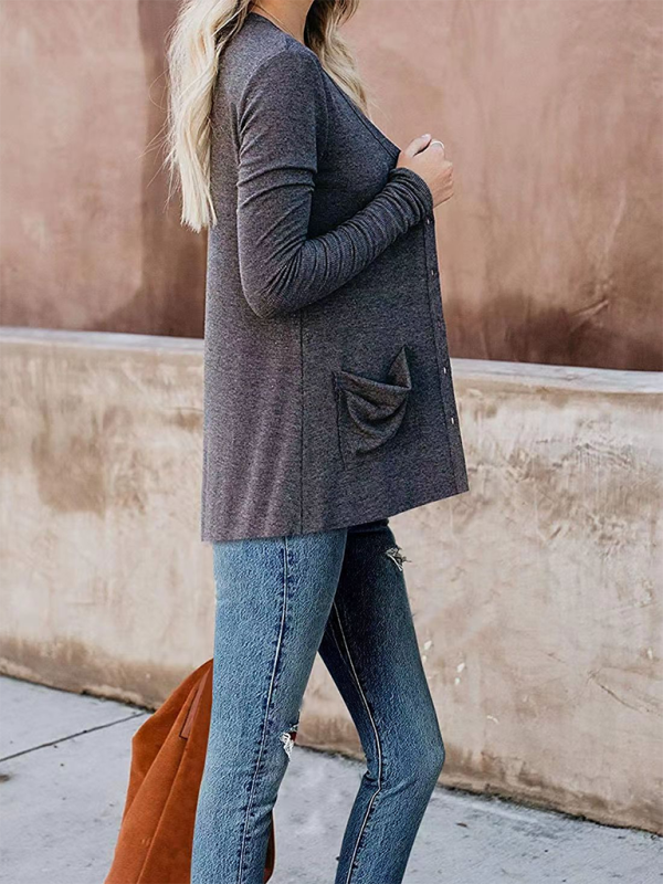 Gilet cardigan à manches longues en maille ample boutonnée pour femme 