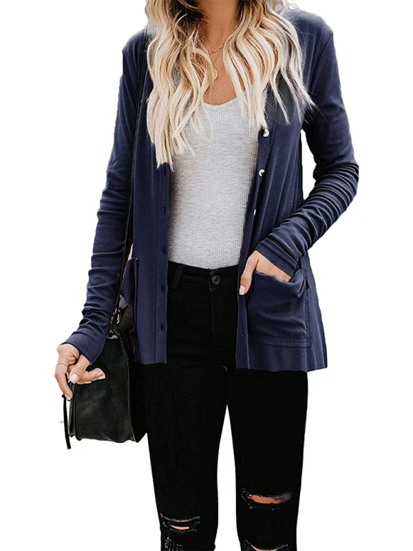 Gilet cardigan à manches longues en maille ample boutonnée pour femme 