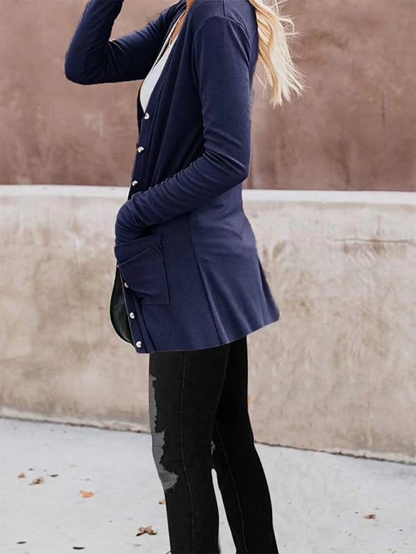 Gilet cardigan à manches longues en maille ample boutonnée pour femme 