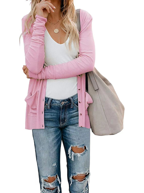 Gilet cardigan à manches longues en maille ample boutonnée pour femme 