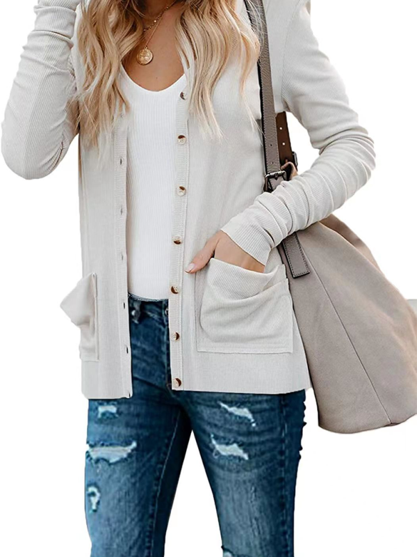 Gilet cardigan à manches longues en maille ample boutonnée pour femme 