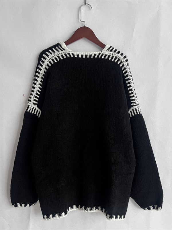 Gilet en maille unie, cardigan ample 