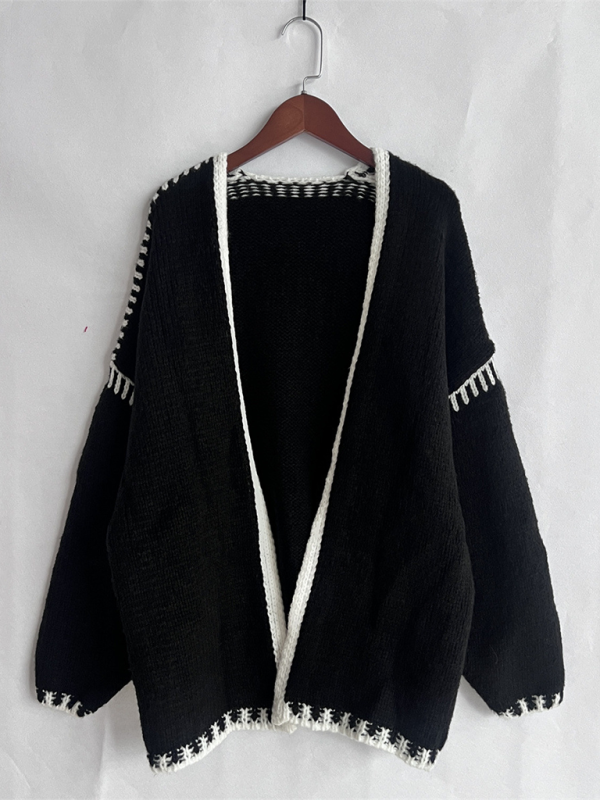 Gilet en maille unie, cardigan ample 