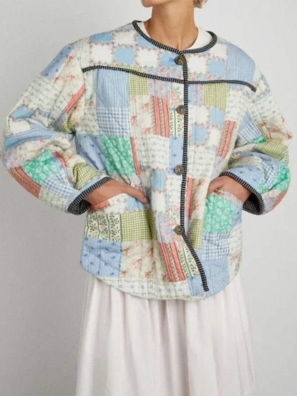 Veste portefeuille en coton à imprimé floral 