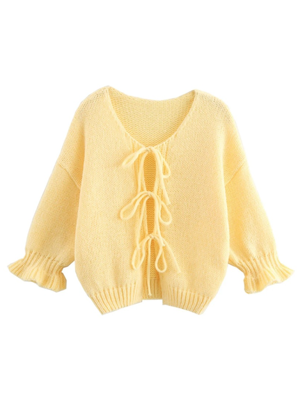 Yellow Knit Sweater Vest – closeup view