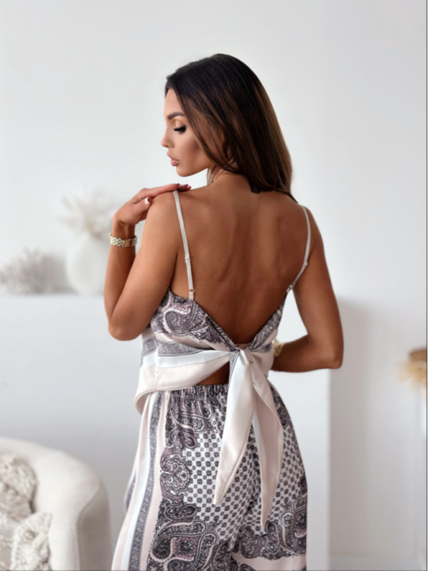 Ensemble deux pièces débardeur imprimé tendance, haut bustier et pantalon fleuri 