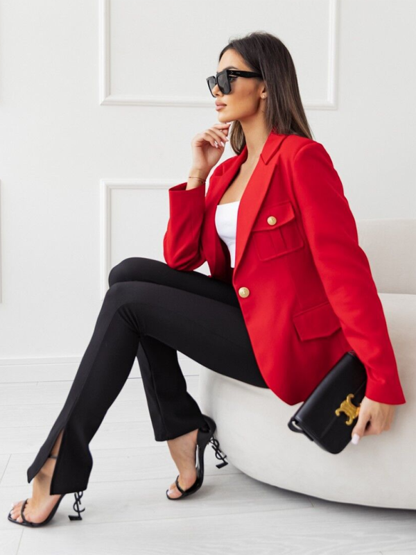 Women's White Double-Breasted Blazer – front view