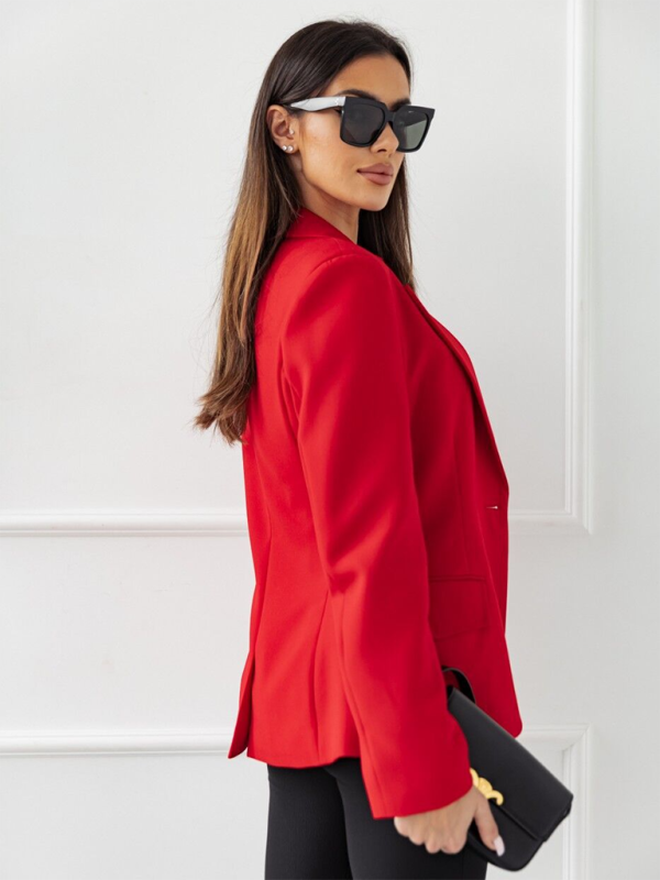 Women's Red Double-Breasted Blazer – back view
